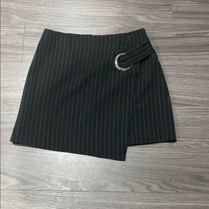 black with white stripes zip up skirt.